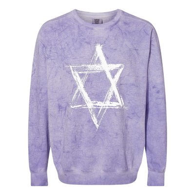 Star of David Pride Israel Jewish Israeli Flag Brush Stroke Colorblast Crewneck Sweatshirt