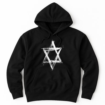 Star of David Pride Israel Jewish Israeli Flag Brush Stroke Hoodie