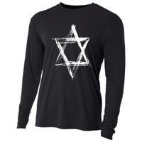 Star of David Pride Israel Jewish Israeli Flag Brush Stroke Cooling Performance Long Sleeve Crew