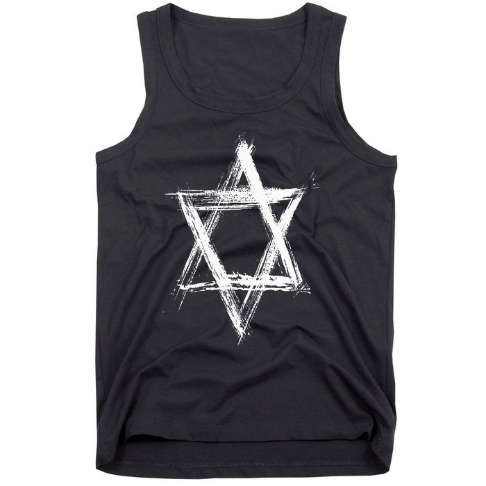 Star of David Pride Israel Jewish Israeli Flag Brush Stroke Tank Top