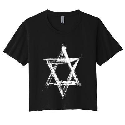Star of David Pride Israel Jewish Israeli Flag Brush Stroke Crop Top