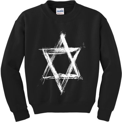 Star of David Pride Israel Jewish Israeli Flag Brush Stroke Kids Sweatshirt