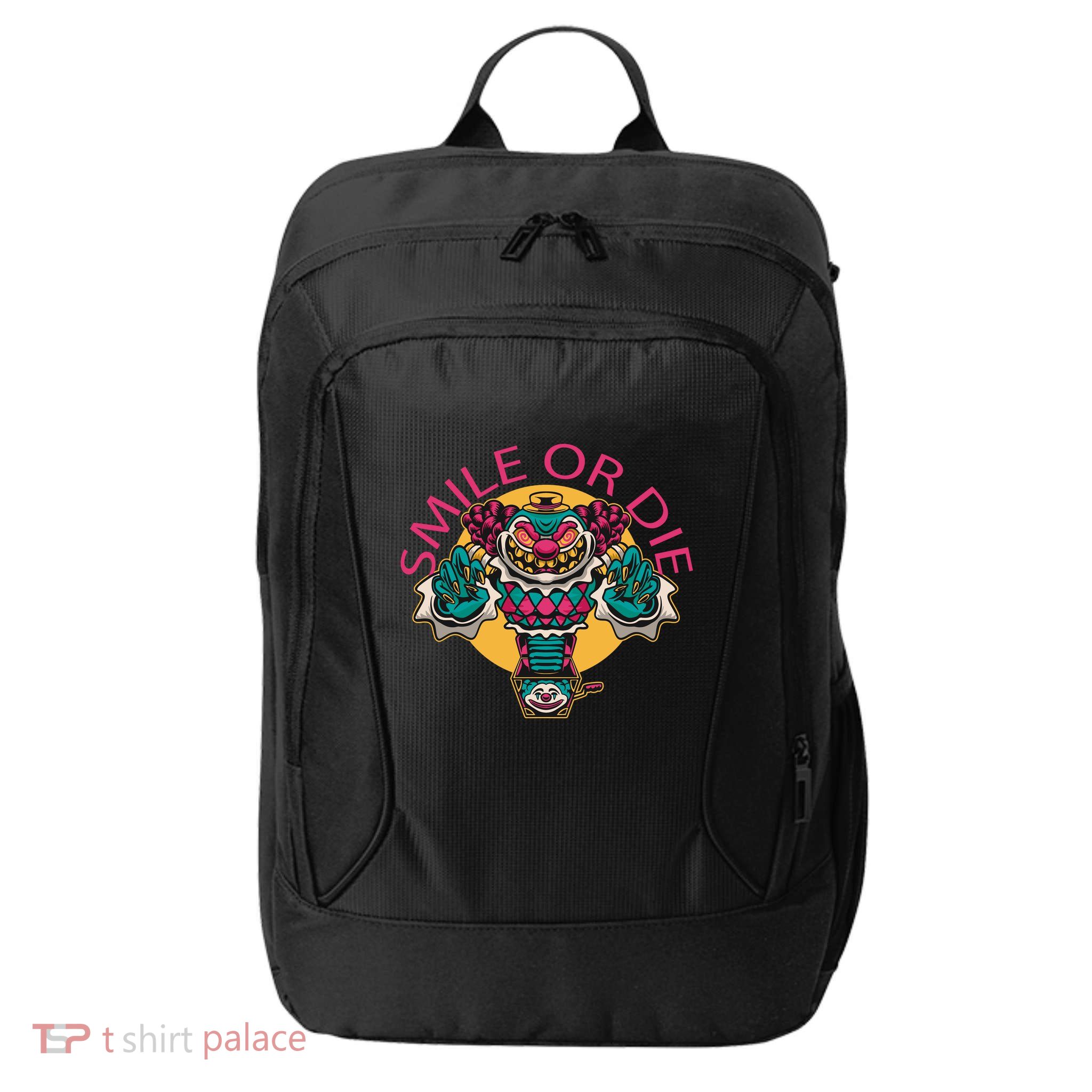 Smile Or Die Scary Clown City Backpack