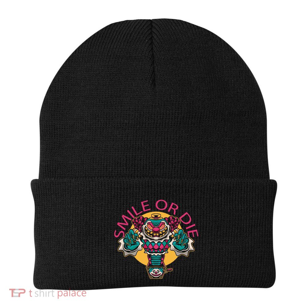 Smile Or Die Scary Clown Knit Cap Winter Beanie
