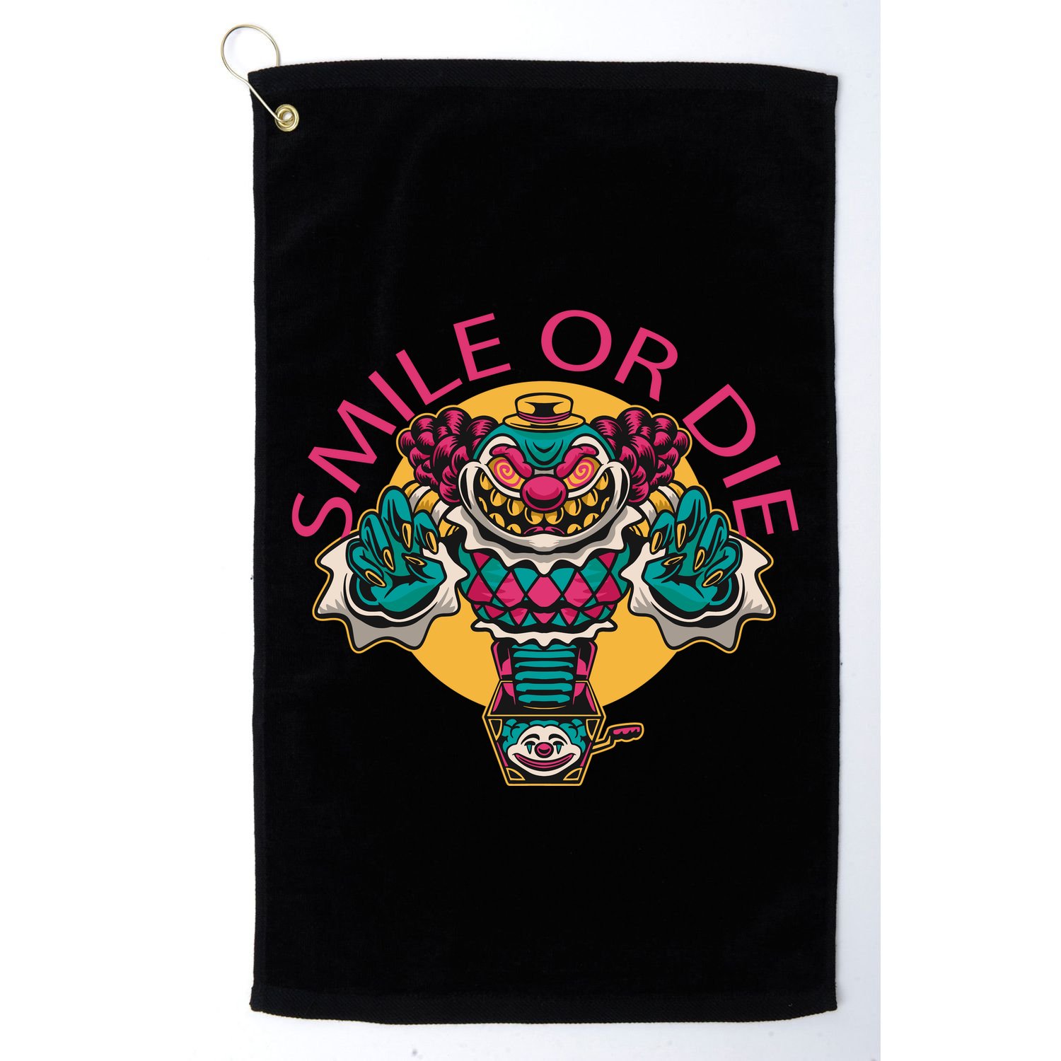 Smile Or Die Scary Clown Golf Towel