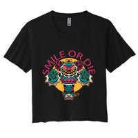 Smile Or Die Scary Clown Women's Crop Top Tee
