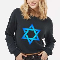 Star Of David Hexagram Judaism Seal Of Solomon Israel Cropped Pullover Crew
