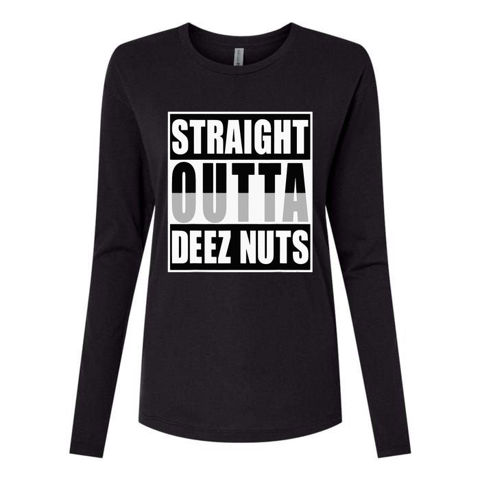 Straight Outta Deez Nuts Funny Deez Nuts Nutcracker Womens Cotton Relaxed Long Sleeve T-Shirt