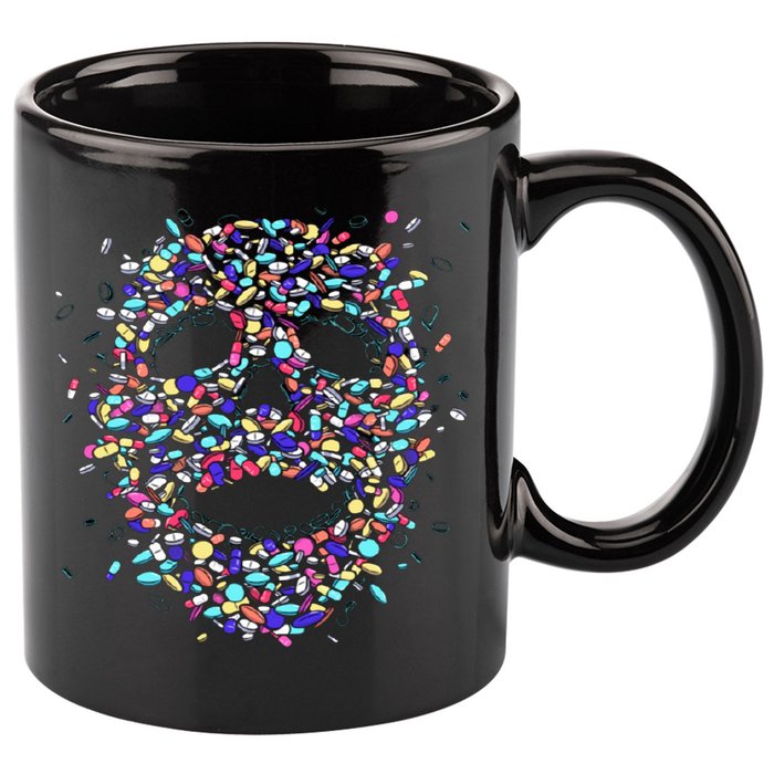 Skull On Drugs 11oz C Handle Ceramic Mug