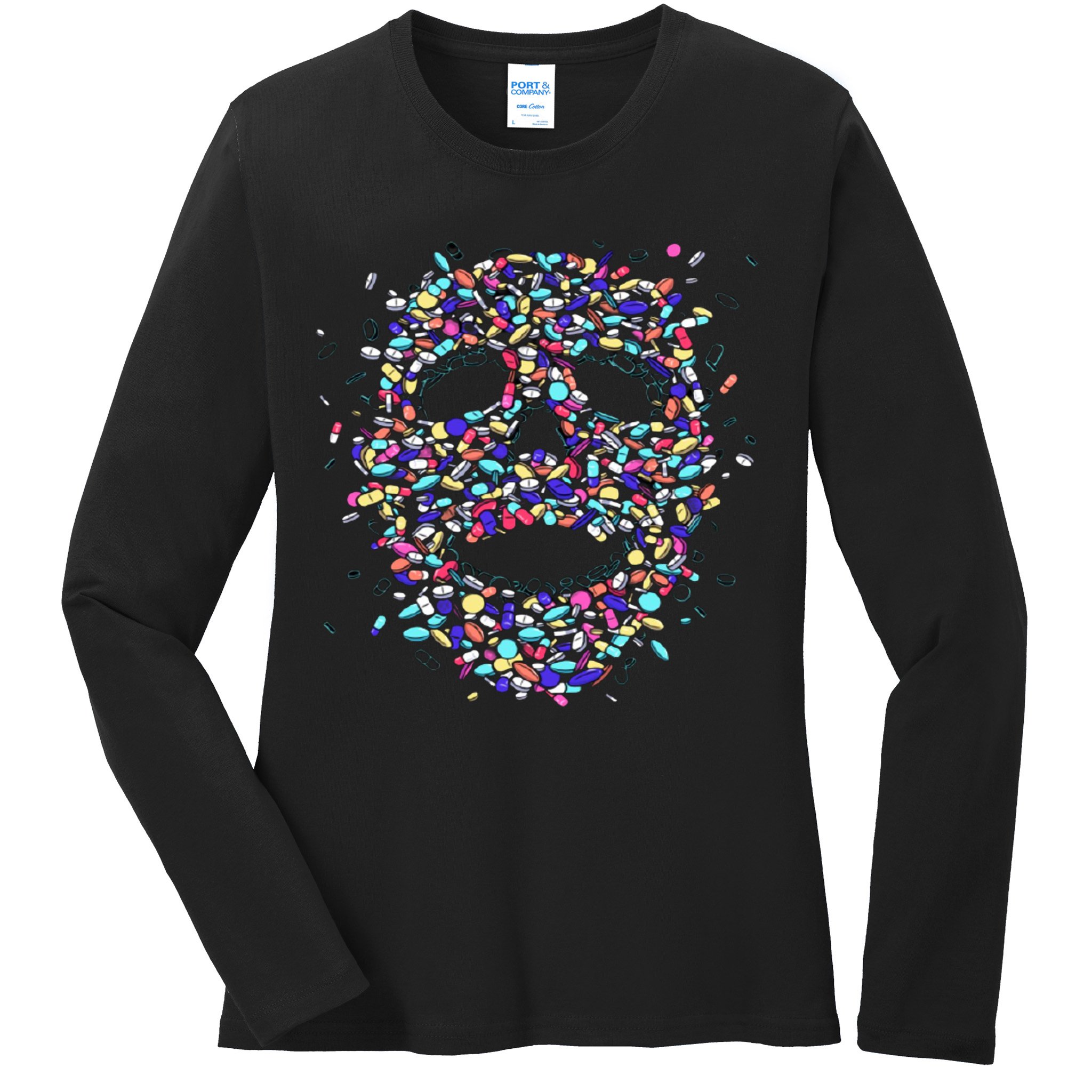 Skull On Drugs Ladies Long Sleeve Shirt