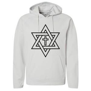 Star Of David With Cross A Gift Performance Fleece Hoodie