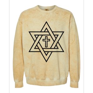 Star Of David With Cross A Gift Colorblast Crewneck Sweatshirt