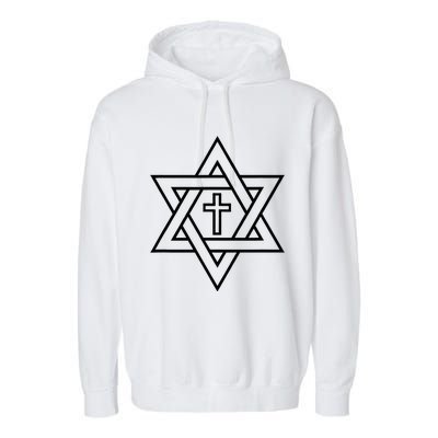 Star Of David With Cross A Gift Garment-Dyed Fleece Hoodie