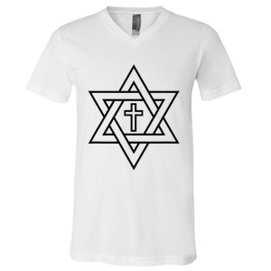 Star Of David With Cross A Gift V-Neck T-Shirt