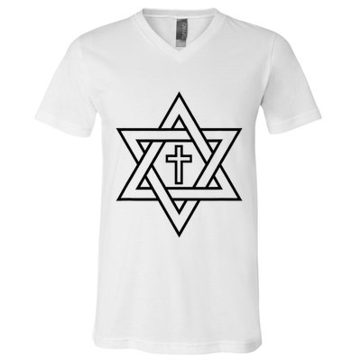 Star Of David With Cross A Gift V-Neck T-Shirt