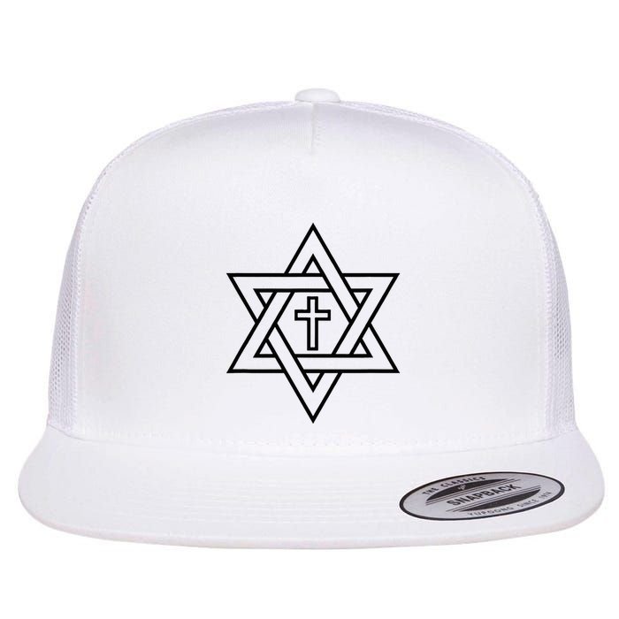 Star Of David With Cross A Gift Flat Bill Trucker Hat