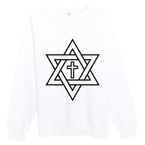 Star Of David With Cross A Gift Premium Crewneck Sweatshirt