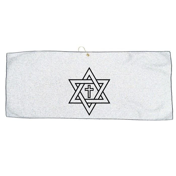 Star Of David With Cross A Gift Large Microfiber Waffle Golf Towel