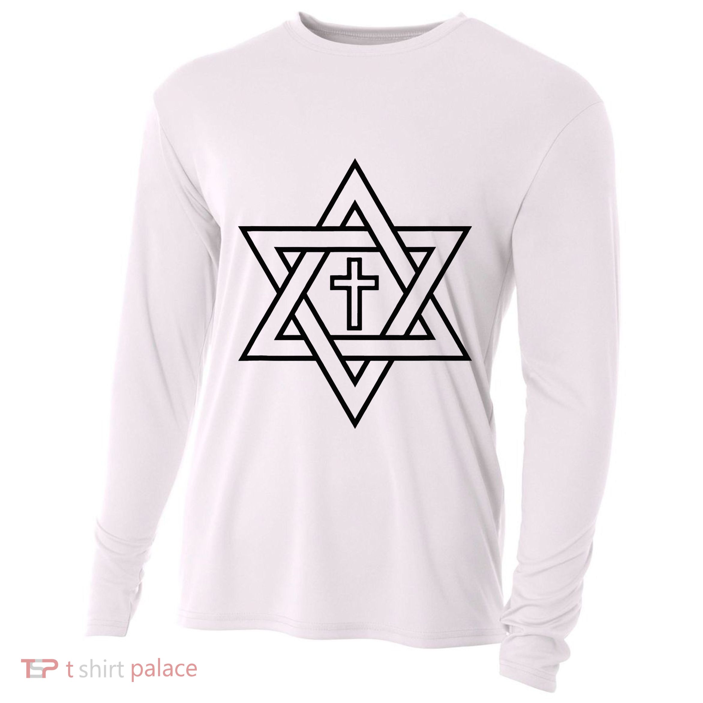 Star Of David With Cross A Gift Cooling Performance Long Sleeve Crew