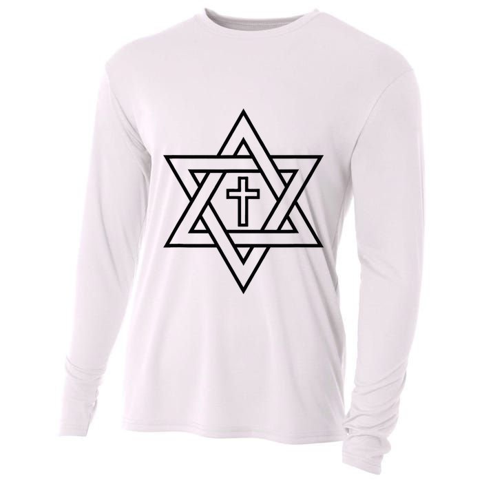 Star Of David With Cross A Gift Cooling Performance Long Sleeve Crew