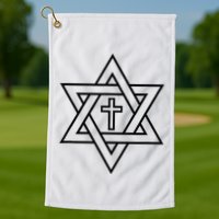 Star Of David With Cross A Gift Golf Towel