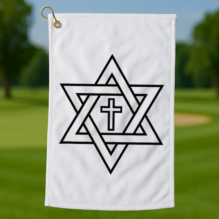 Star Of David With Cross A Gift Golf Towel