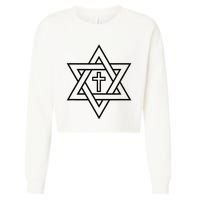 Star Of David With Cross A Gift Cropped Pullover Crew