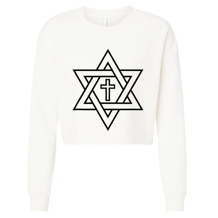 Star Of David With Cross A Gift Cropped Pullover Crew