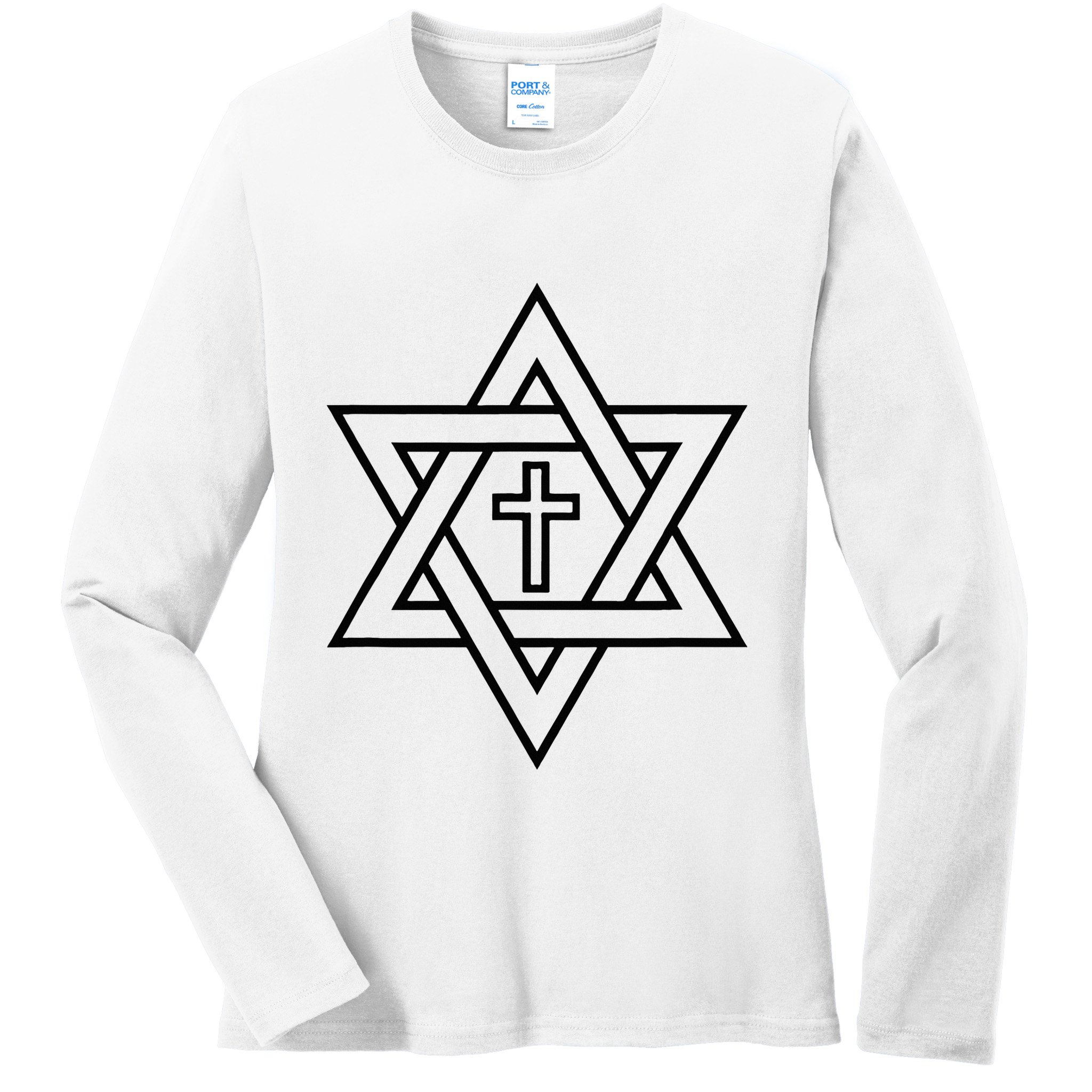Star Of David With Cross A Gift Ladies Long Sleeve Shirt