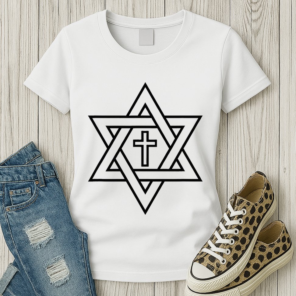 Star Of David With Cross A Gift Womens T-Shirt
