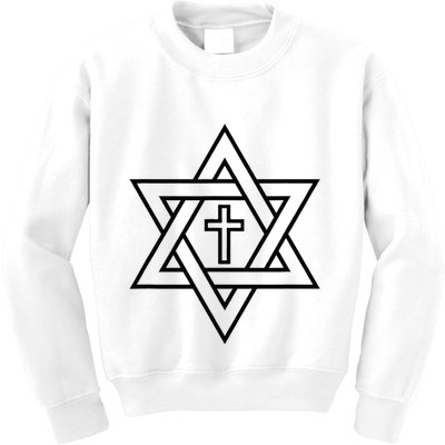 Star Of David With Cross A Gift Kids Sweatshirt