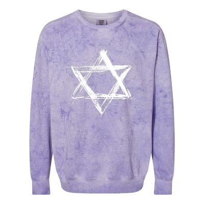 Star Of David Pride Israel Jewish Israeli Flag Brush Stroke Colorblast Crewneck Sweatshirt