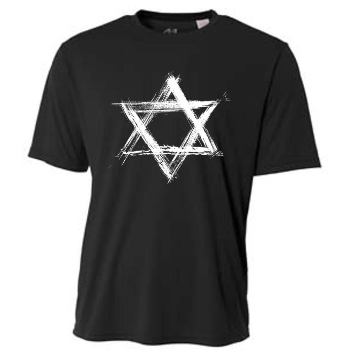 Star Of David Pride Israel Jewish Israeli Flag Brush Stroke Cooling Performance Crew T-Shirt