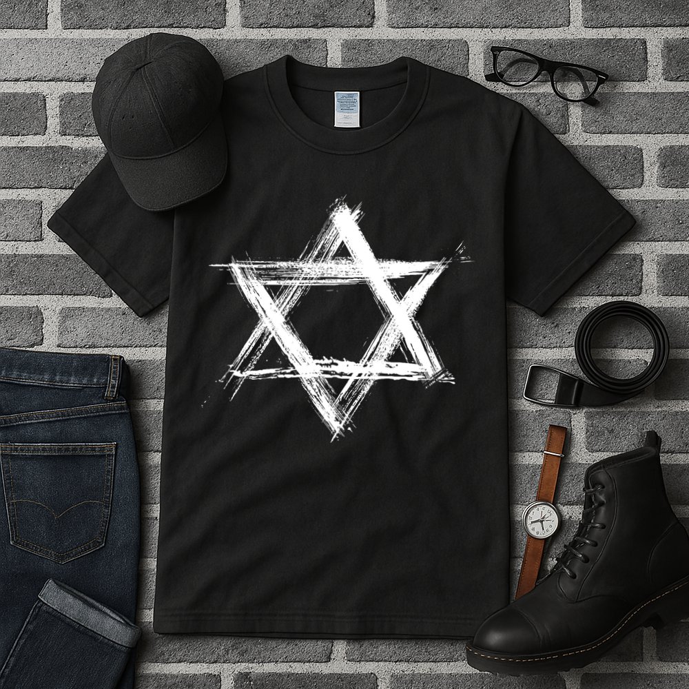Star Of David Pride Israel Jewish Israeli Flag Brush Stroke Tall T-Shirt