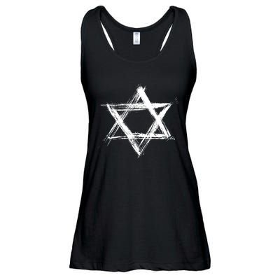 Star Of David Pride Israel Jewish Israeli Flag Brush Stroke Ladies Essential Flowy Tank