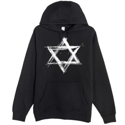 Star Of David Pride Israel Jewish Israeli Flag Brush Stroke Premium Pullover Hoodie