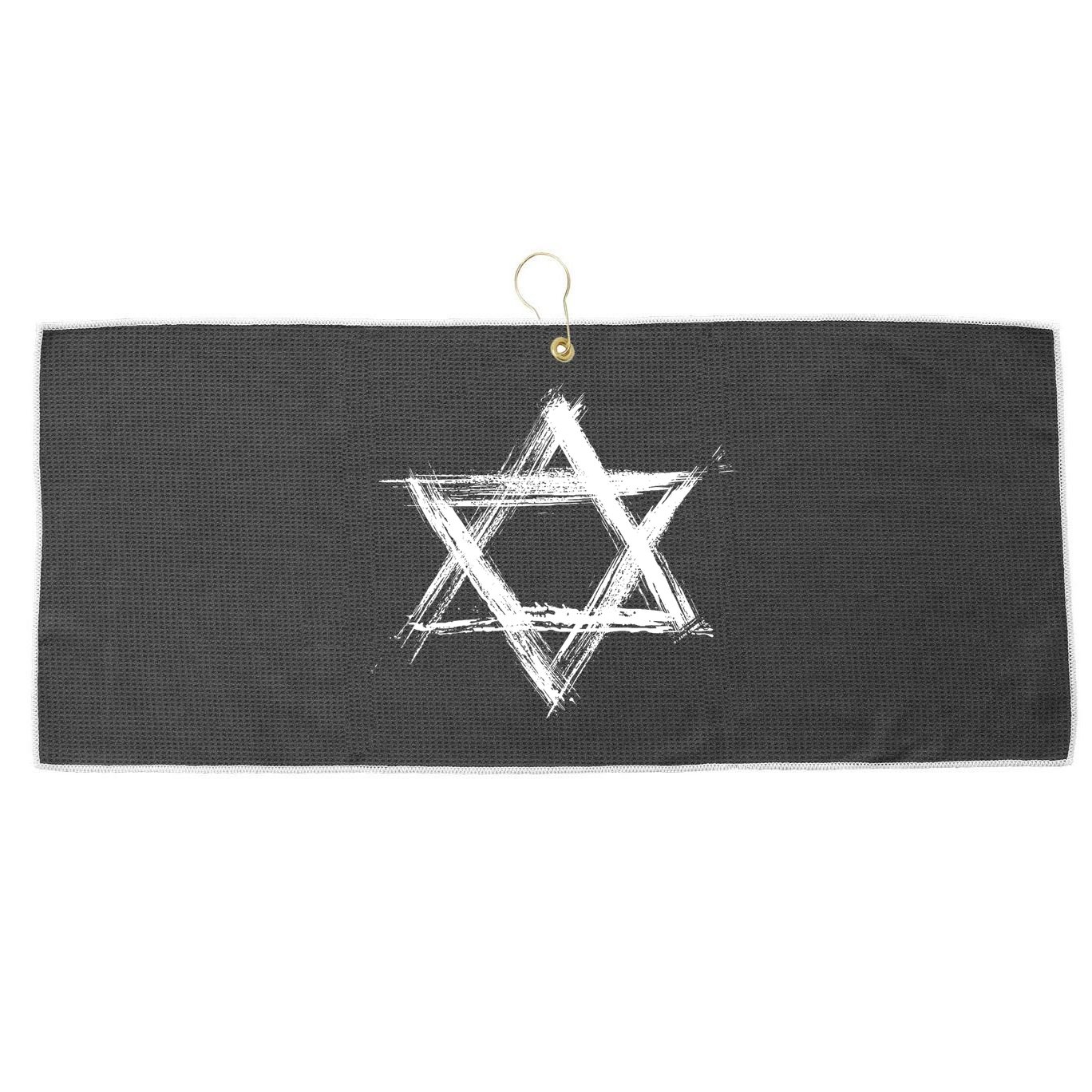 Star Of David Pride Israel Jewish Israeli Flag Brush Stroke Large Microfiber Waffle Golf Towel