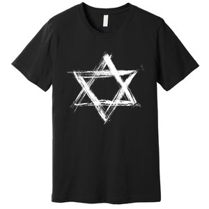 Star Of David Pride Israel Jewish Israeli Flag Brush Stroke Premium T-Shirt