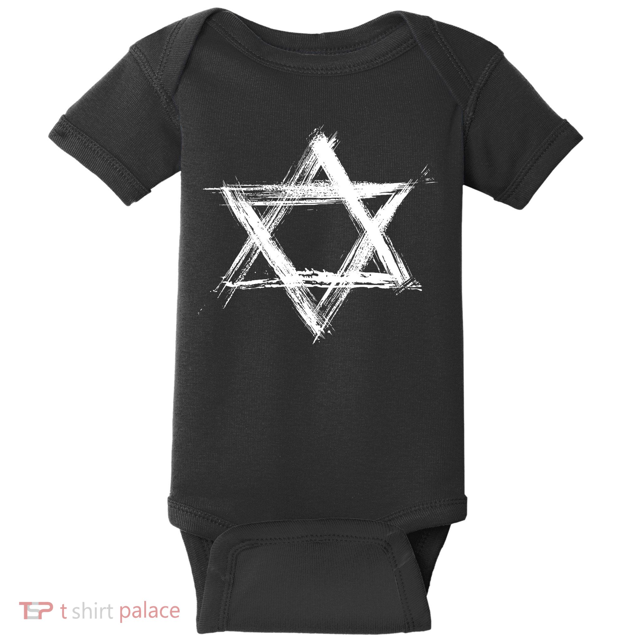 Star Of David Pride Israel Jewish Israeli Flag Brush Stroke Baby Bodysuit