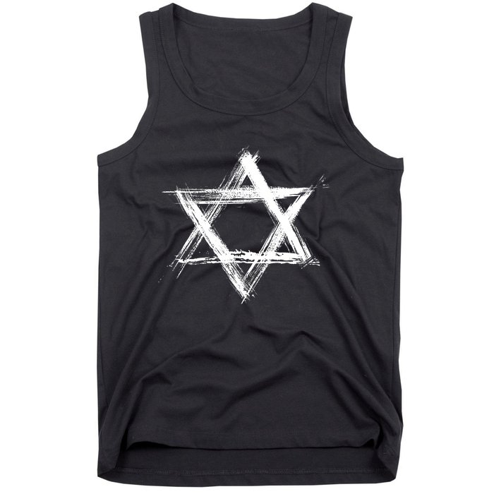 Star Of David Pride Israel Jewish Israeli Flag Brush Stroke Tank Top