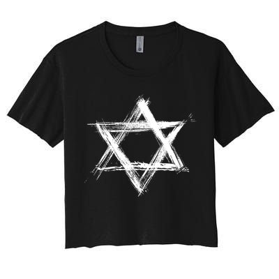 Star Of David Pride Israel Jewish Israeli Flag Brush Stroke Crop Top