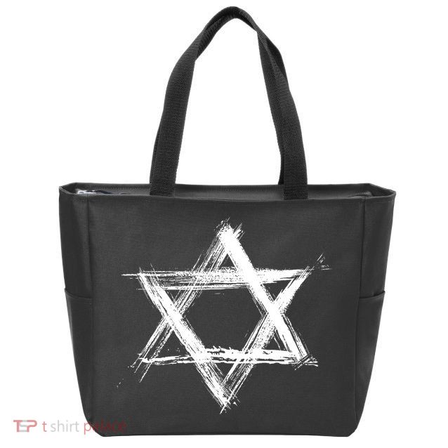 Star Of David Pride Israel Jewish Israeli Flag Brush Stroke Zip Tote Bag