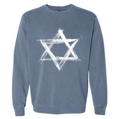 Star Of David Pride Israel Jewish Israeli Flag Brush Stroke Garment-Dyed Sweatshirt