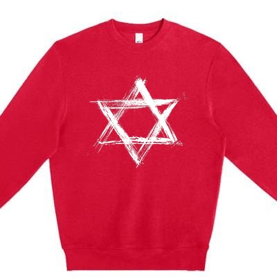 Star Of David Pride Israel Jewish Israeli Flag Brush Stroke Premium Crewneck Sweatshirt