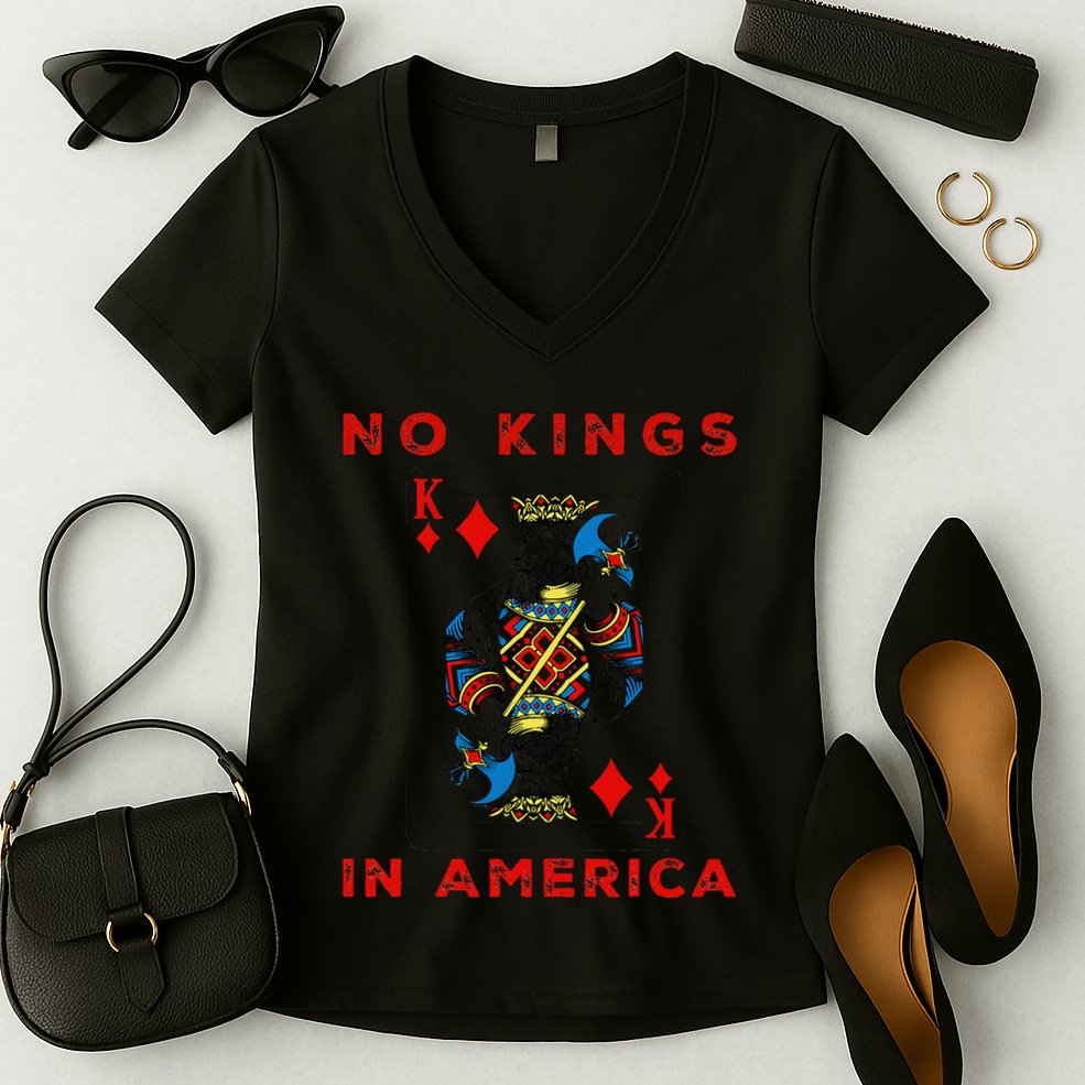 Save Our Democracy No Kings In America Statement Women's V-Neck T-Shirt