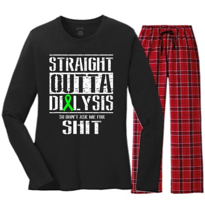 Straight Outta Dialysis Dont Ask Me Shit Patient Funny Women's Long Sleeve Flannel Pajama Set 