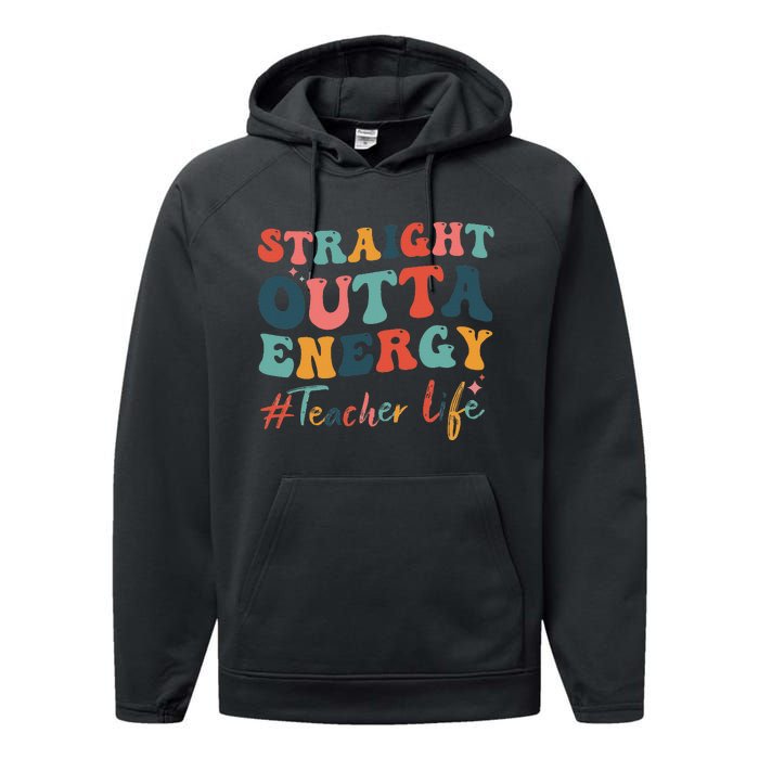 Straight Outta Energy Teacher Life Groovy Paraprofessional Performance Fleece Hoodie