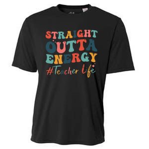 Straight Outta Energy Teacher Life Groovy Paraprofessional Cooling Performance Crew T-Shirt