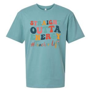 Straight Outta Energy Teacher Life Groovy Paraprofessional Sueded Cloud Jersey T-Shirt