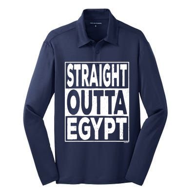 Straight Outta Egypt Funny Passover Seder Silk Touch Performance Long Sleeve Polo